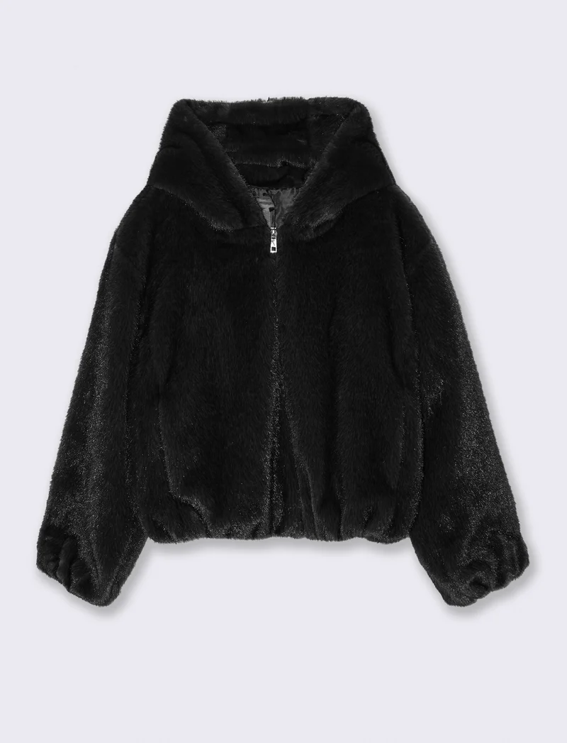 GIACCA IN FINTA PELLICCIA - Nero