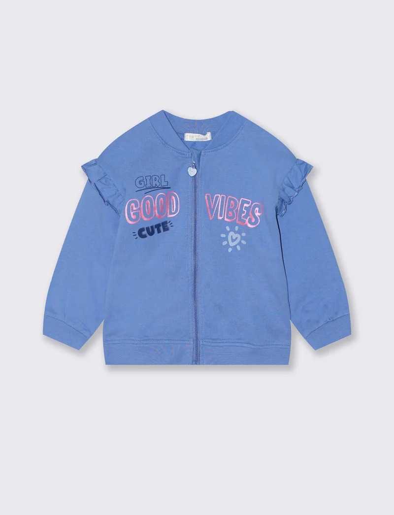 Felpa con zip e tasca frontale - Azzurro cielo