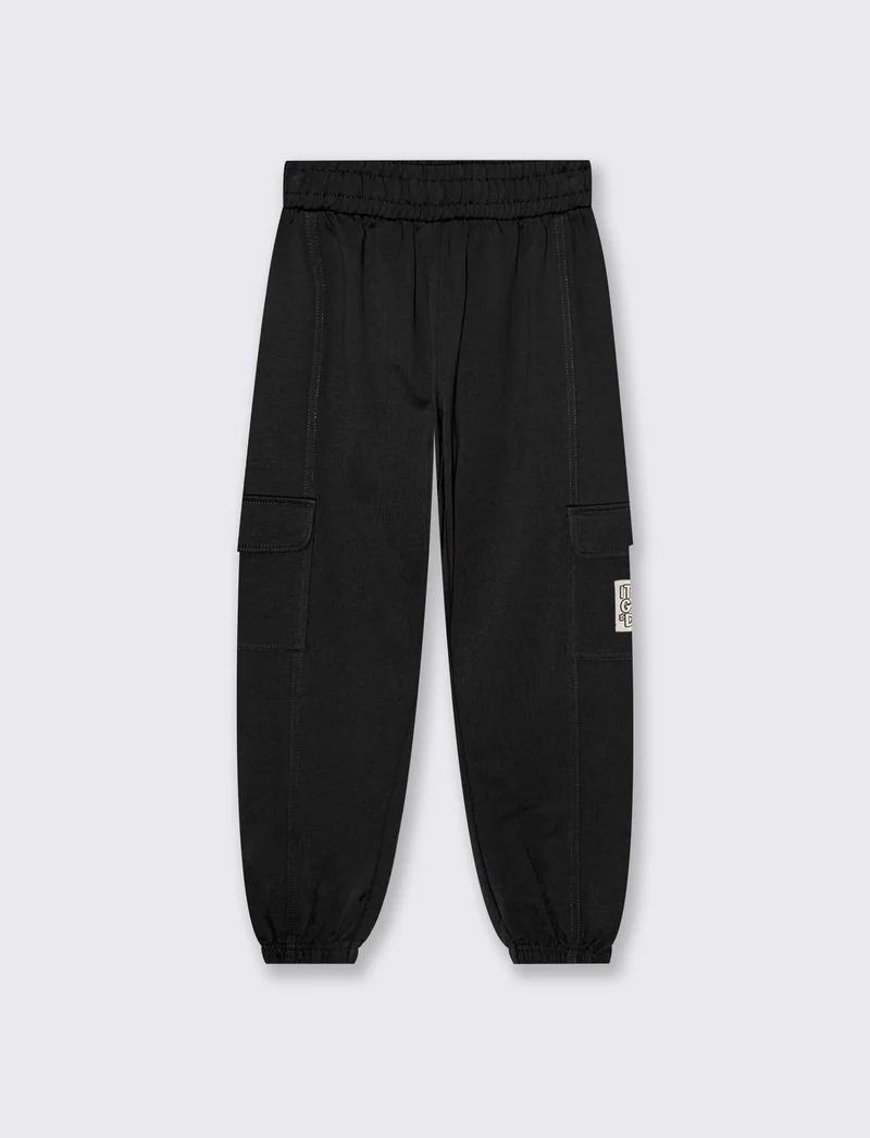 Pantalone in felpa da bambina con tasconi - Nero