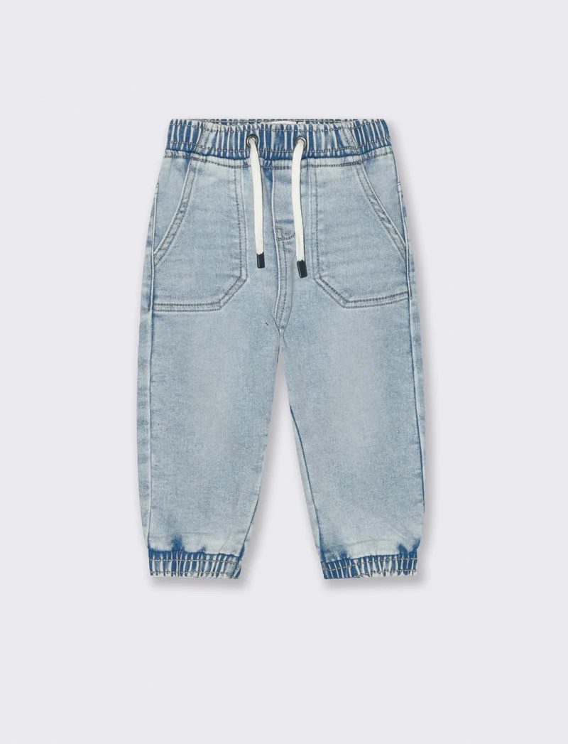 Jeans ampi con coulisse ed elastici - Denim chiaro