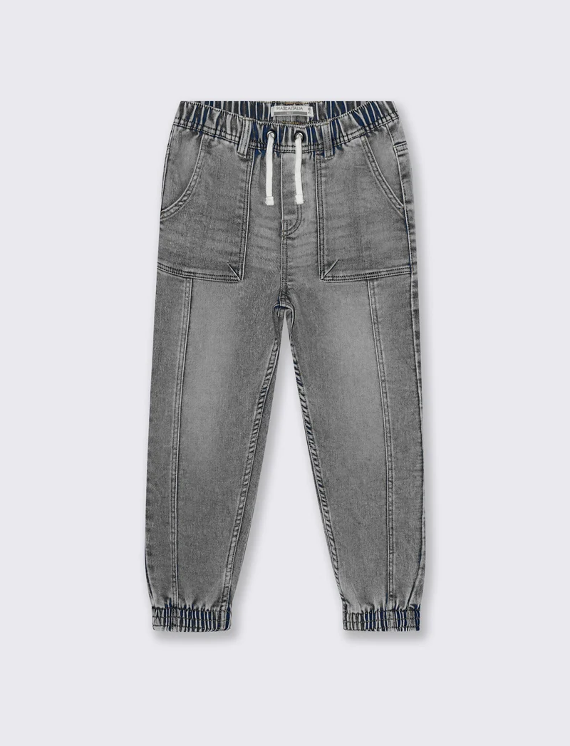 Jogger denim elastico per stile casual - Grigio