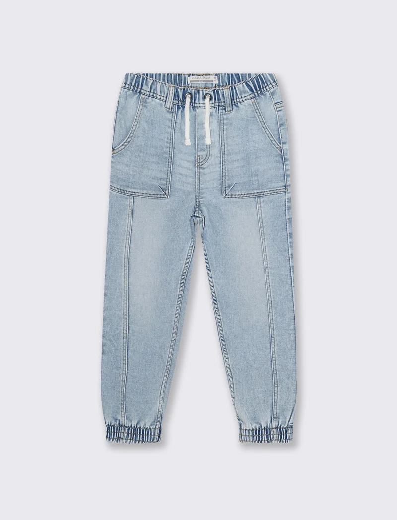 Jogger denim elastico per stile casual - Denim chiaro