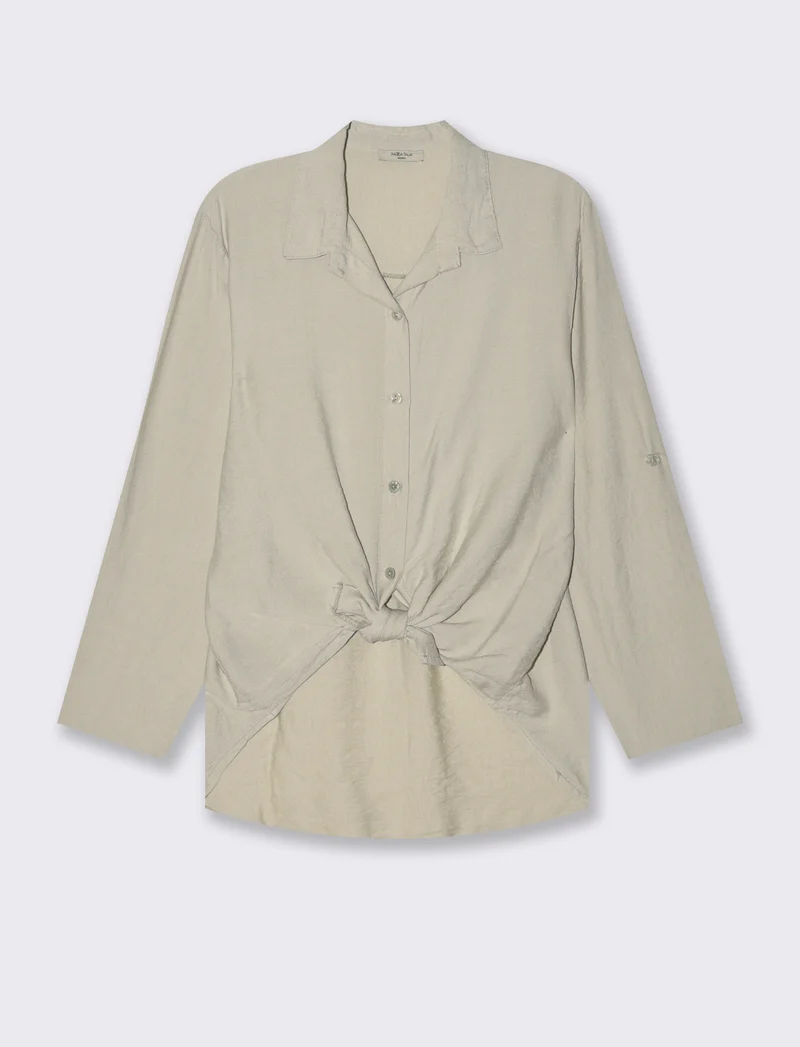 Camicia con nodo al fondo per donna - Sabbia