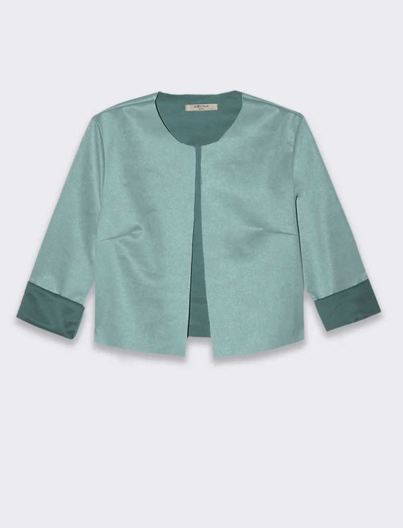 Giacca corta in tessuto scamosciato donna - Verde