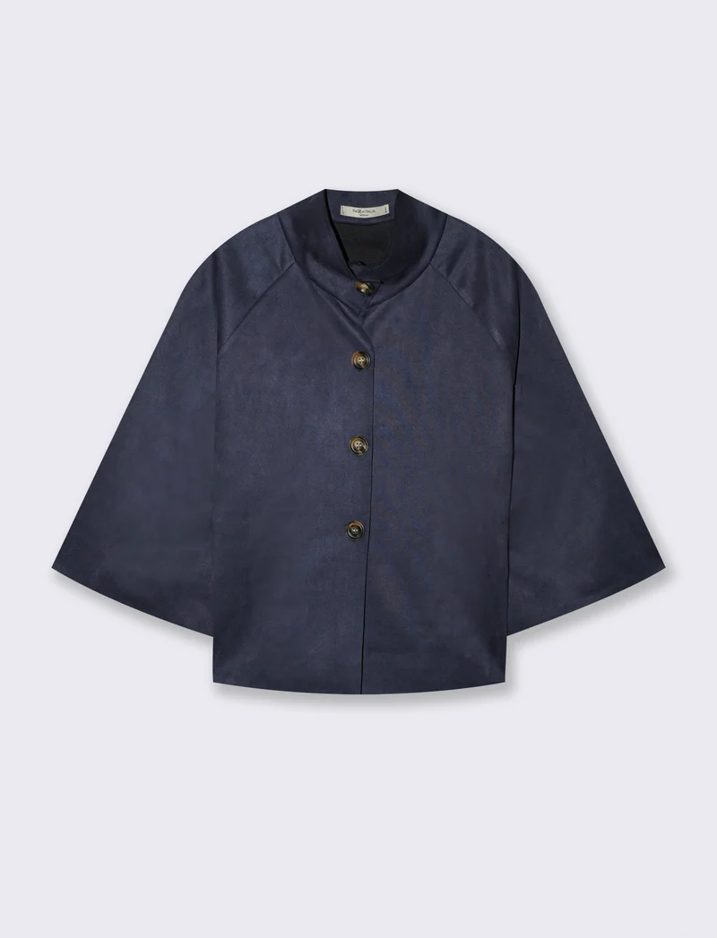 Giacca con 3 bottoni in tessuto effetto scamosciato - Blu