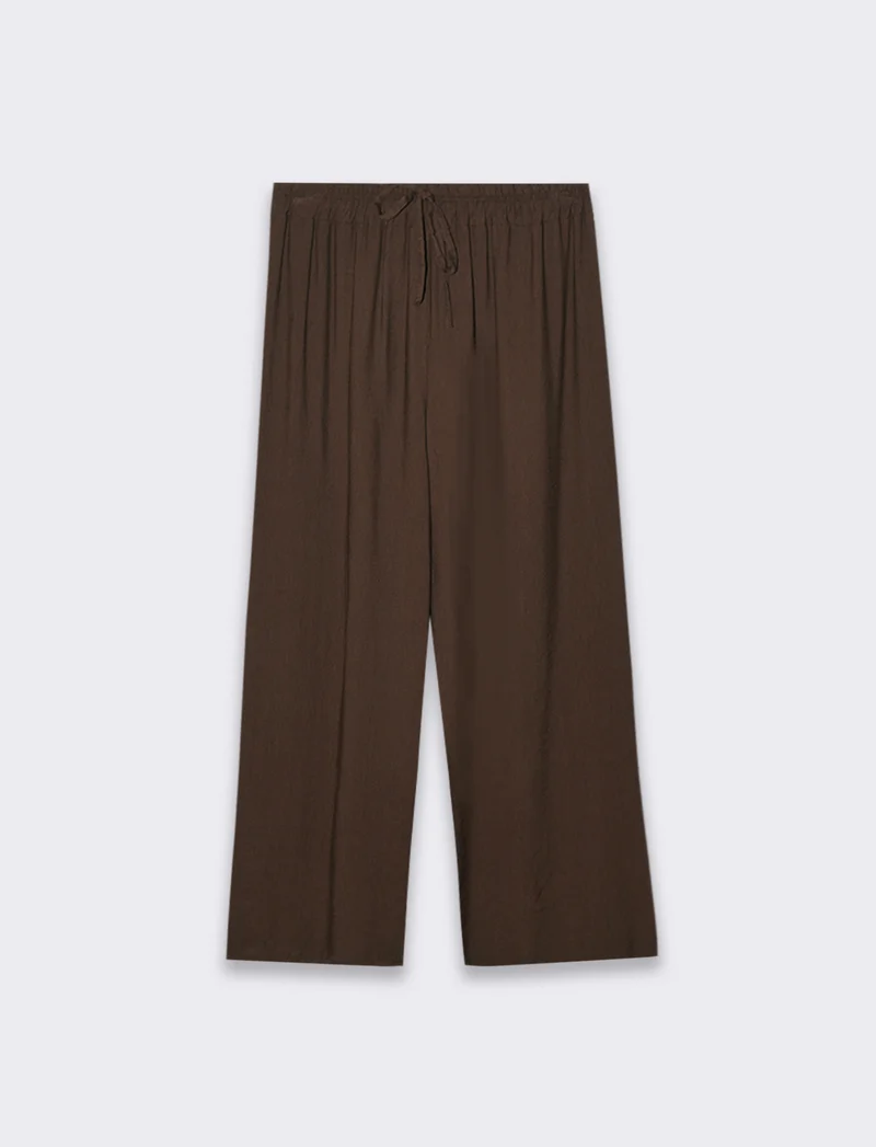 Pantalone con elastico e lacci in vita - Moro