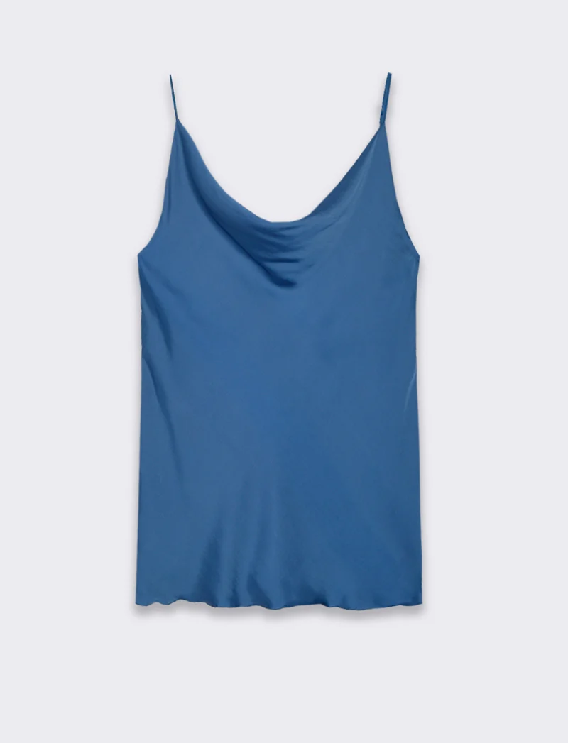 Top raso con bretelline elastiche - Denim