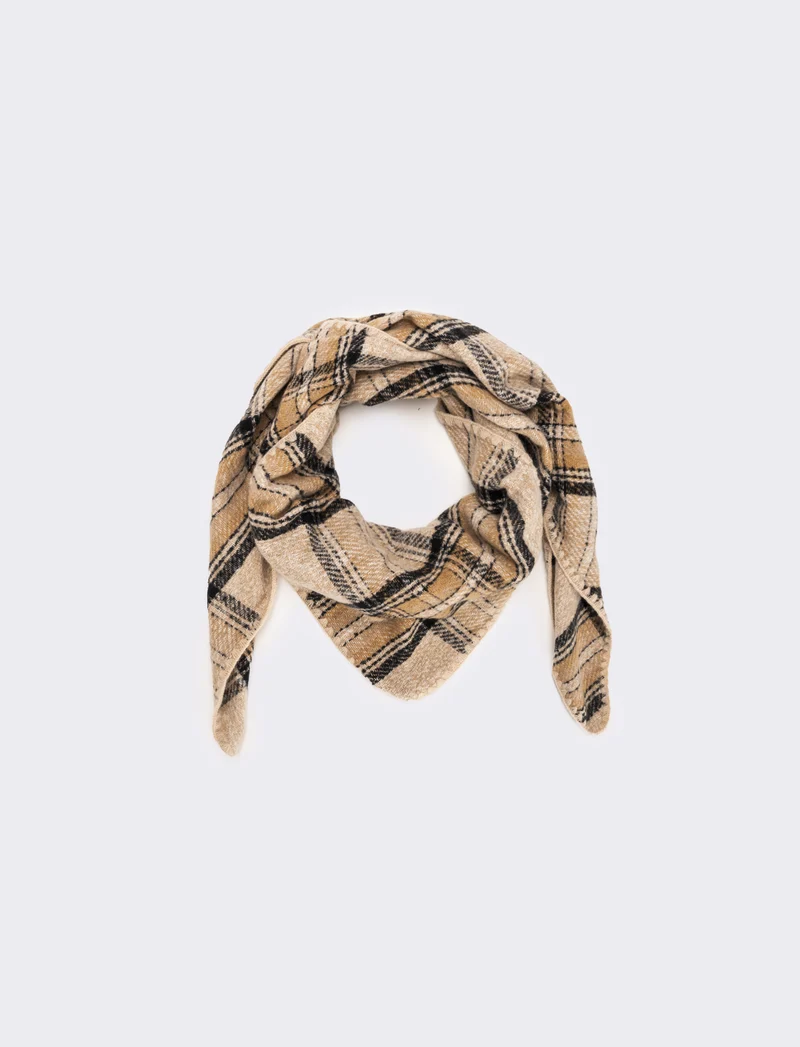 Sciarpa triangolo con impunture varie fantasie - Beige