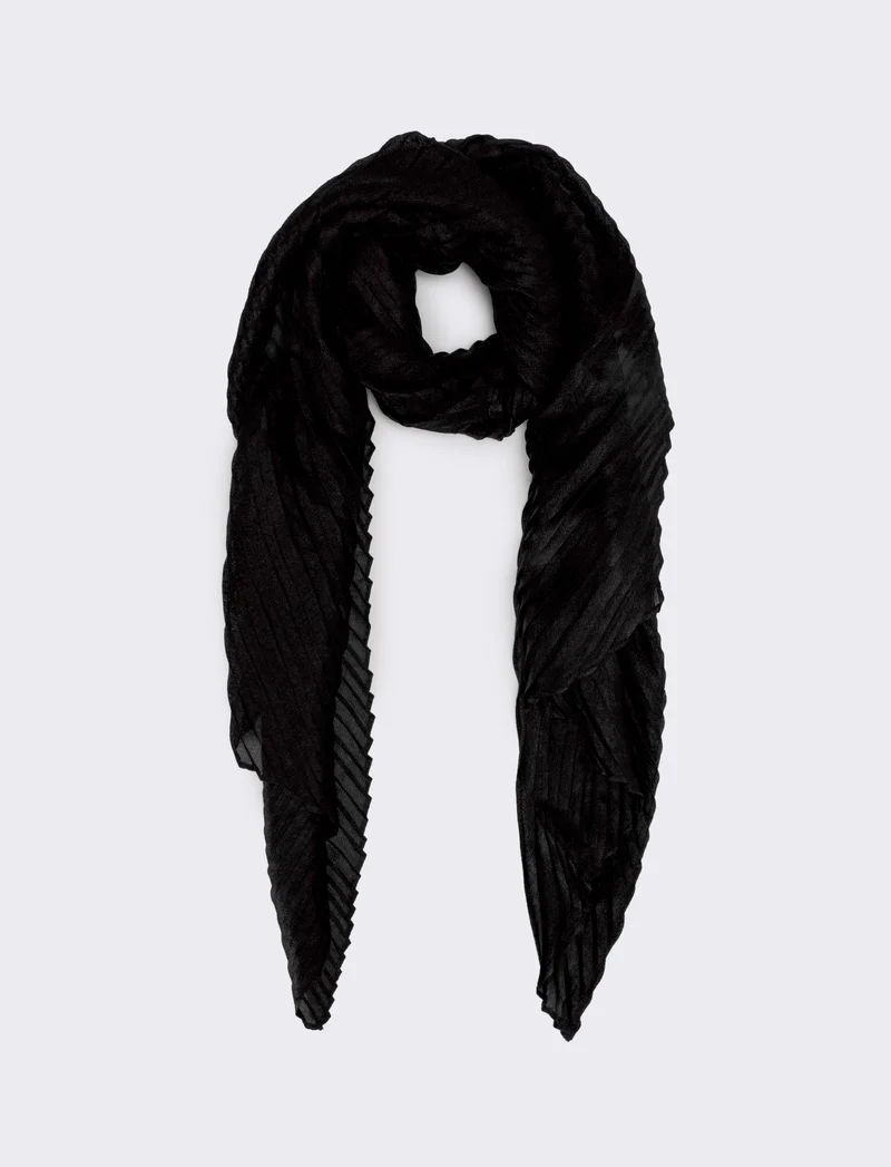 Foulard plissettato largo donna - Nero