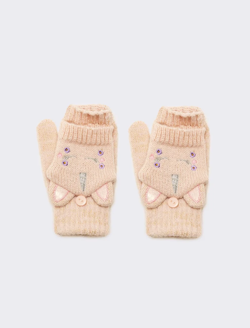Guanto unicorno con muffola bambina - Rosa