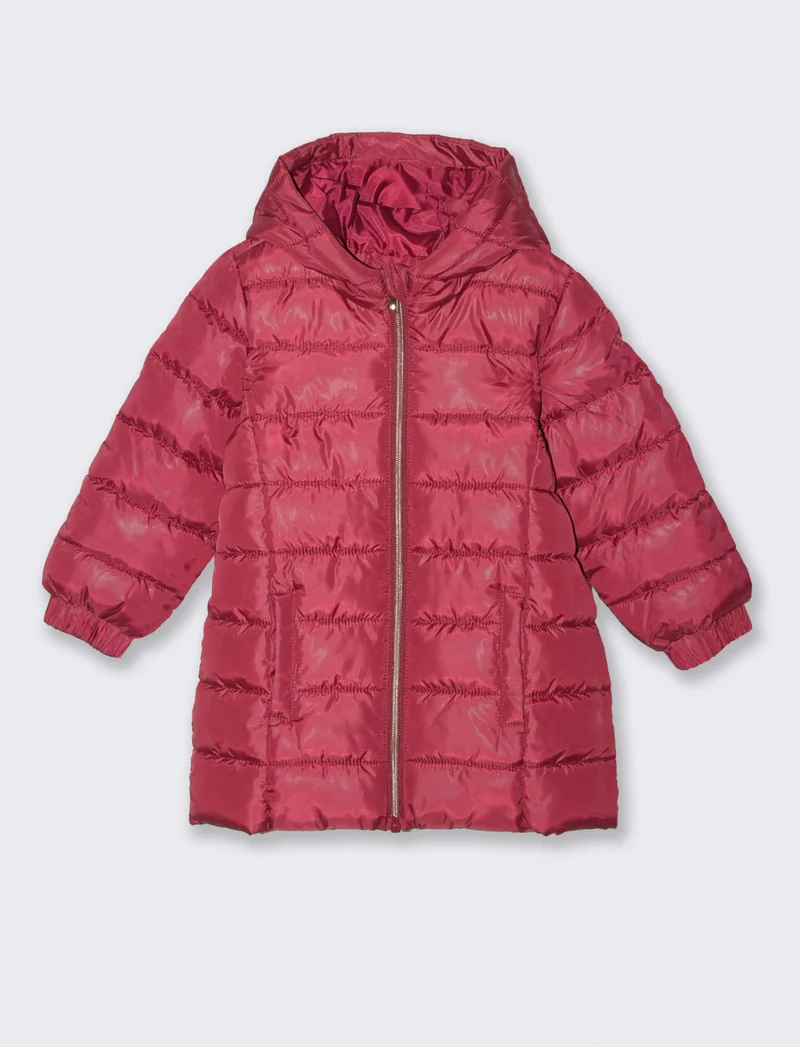 Giaccone basico con cappuccio - Rosso amarena