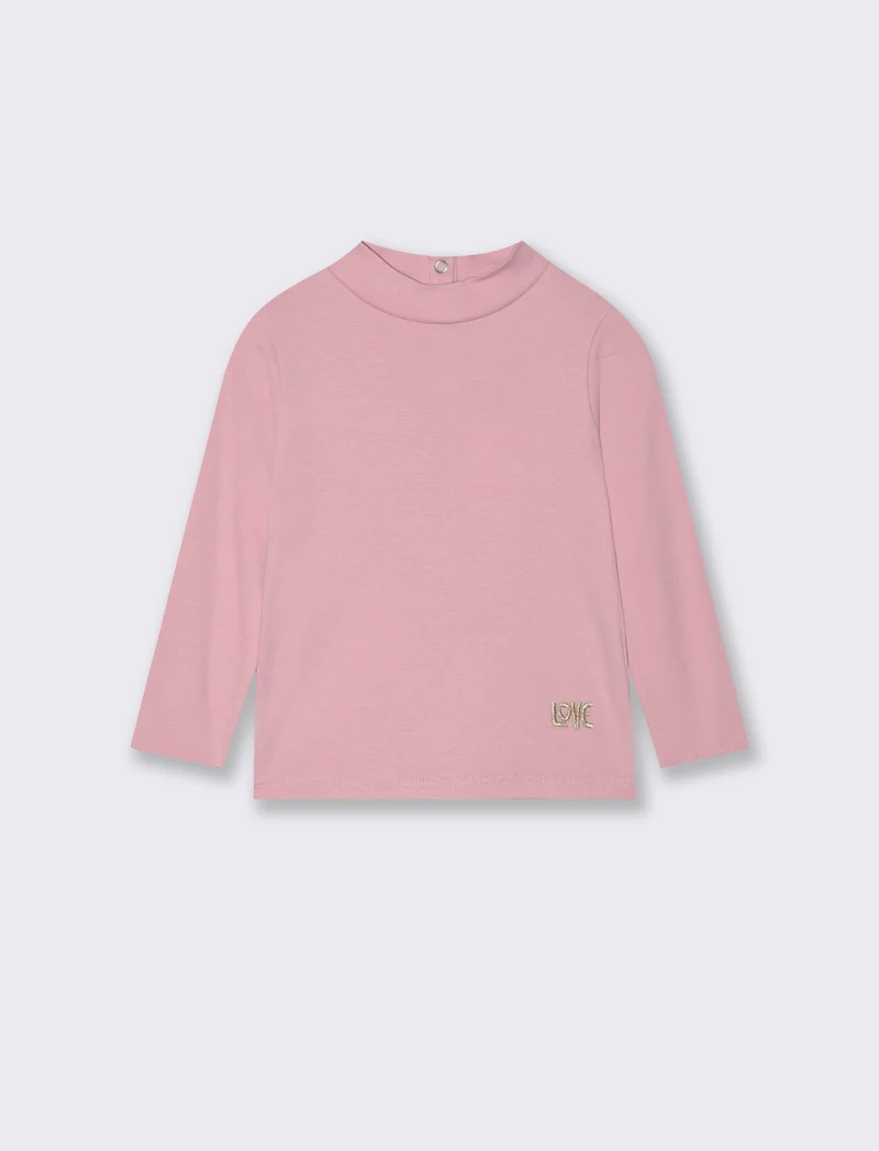 T shirt basica con ricamo - Rosa