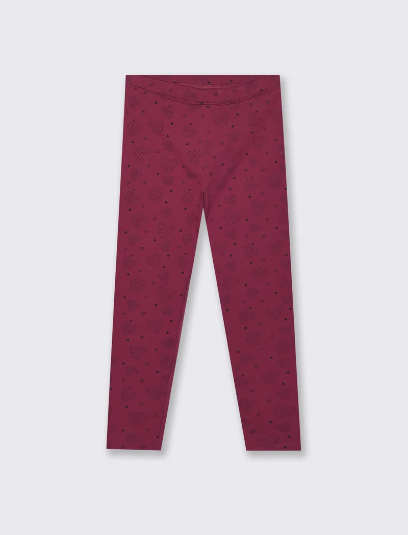 Leggings garzato fantasia - Rosso amarena