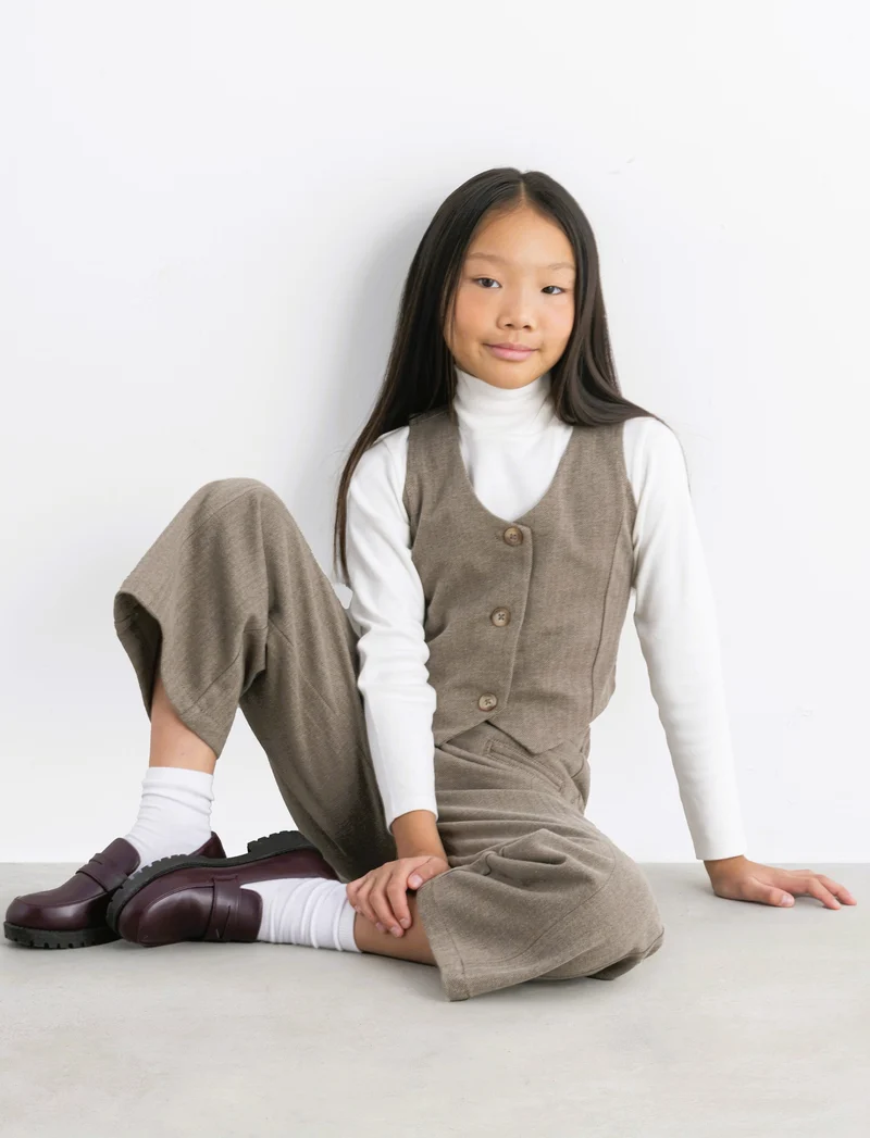 Pantalone spigato da bambina - Beige