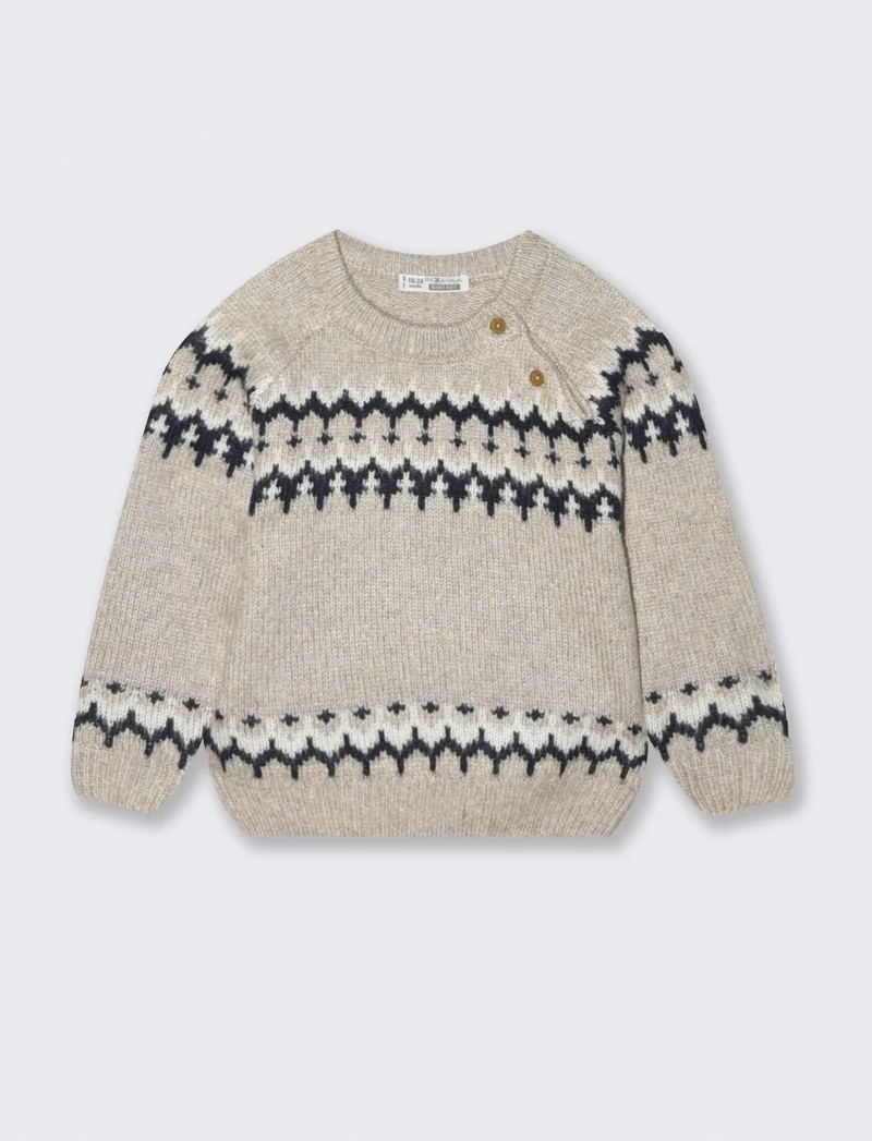 Maglioncino con disegno jacquard - Grigio