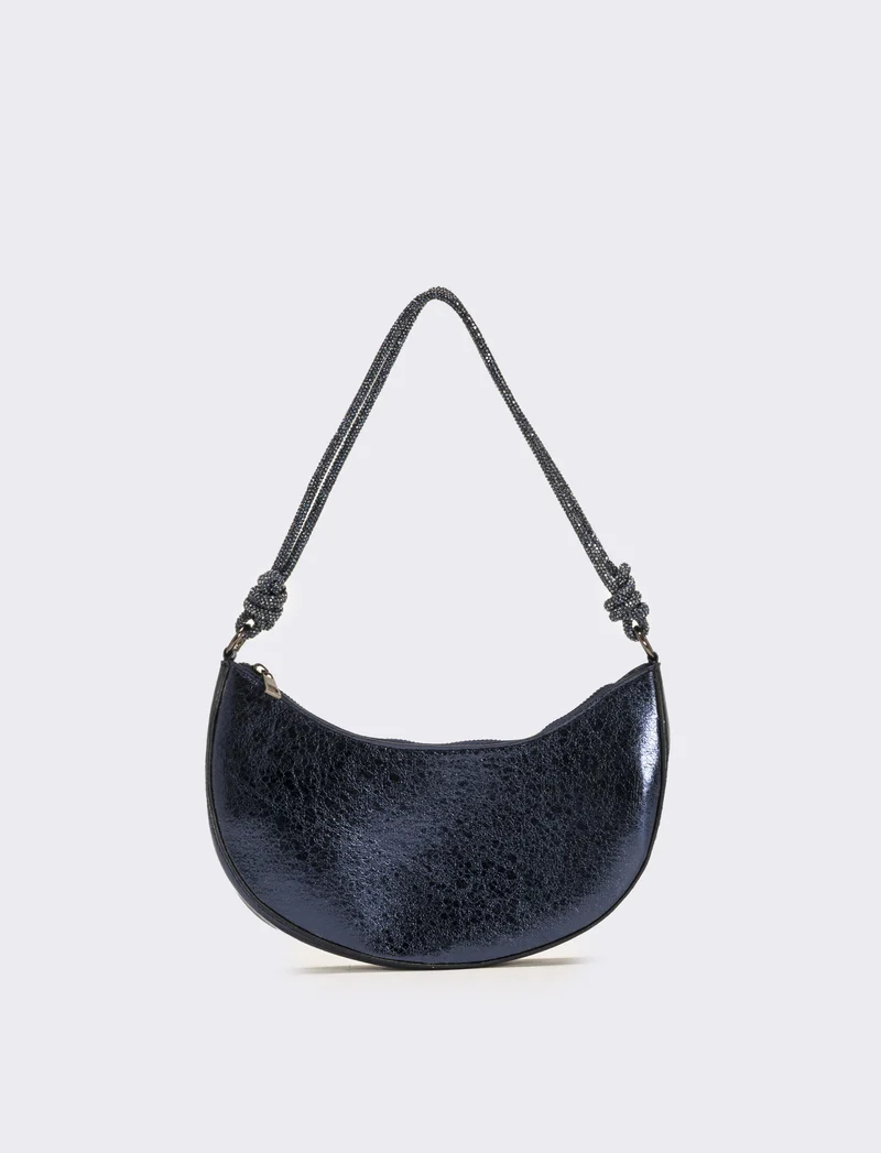 Borsa mezzaluna laminata rigida - Blu