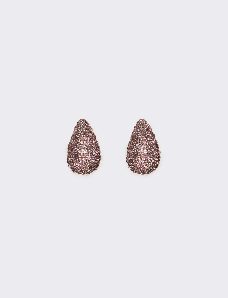 Orecchino goccia strass - Viola