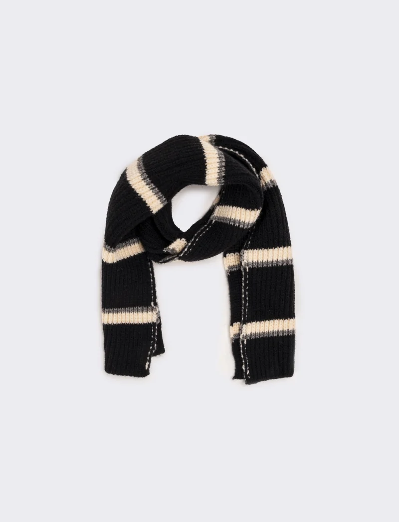 Sciarpa a righe in maglia bambino - Nero