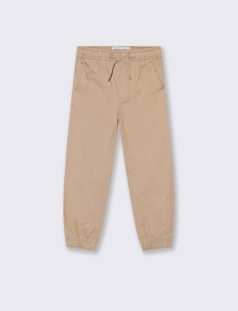 Jogger in twill. - Beige