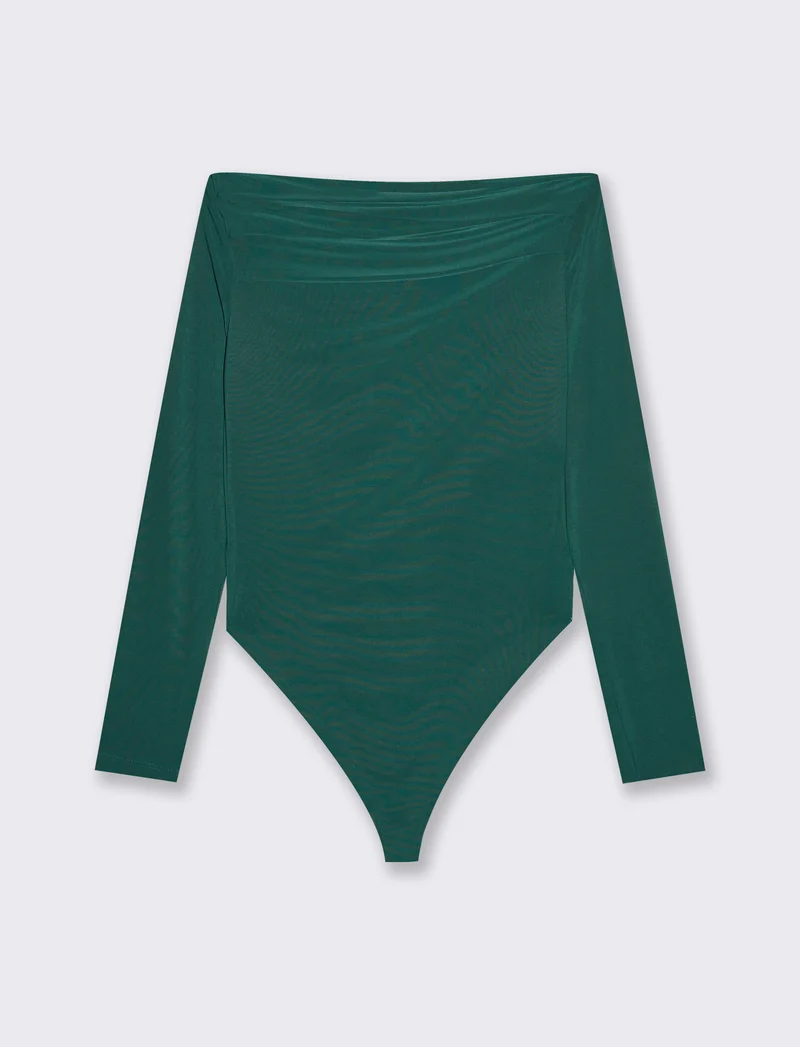 Body con scollo a barca - Verde