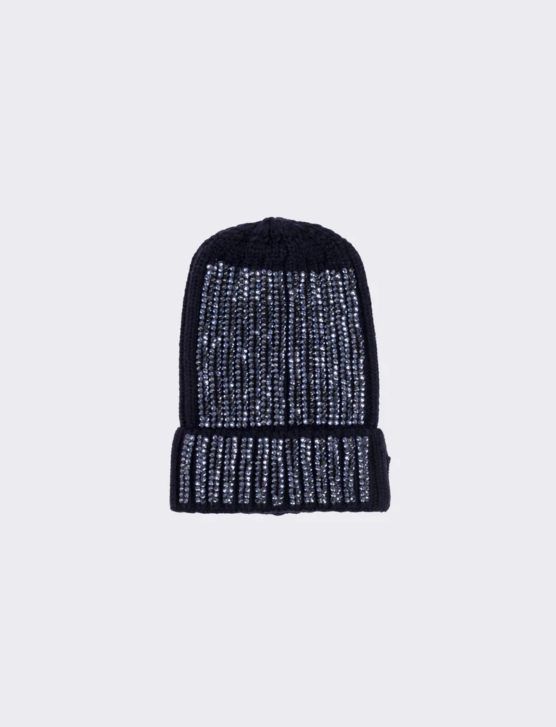 Cappello cuffia con borchiette - Blu