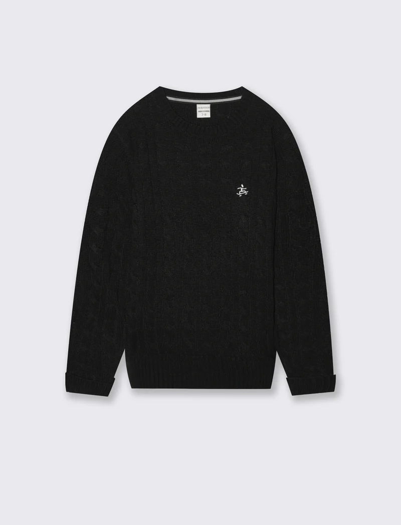 Maglia girocollo a traccia. - Nero