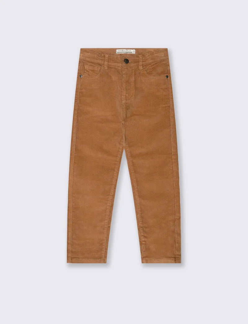 Pantalone 5 tasche in velluto a coste. - Beige