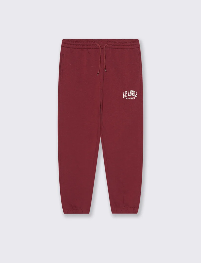 Jogger con ricamo college. - Bordeaux