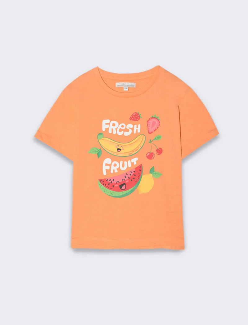T-shirt con stampa colorata da bambina - Arancione