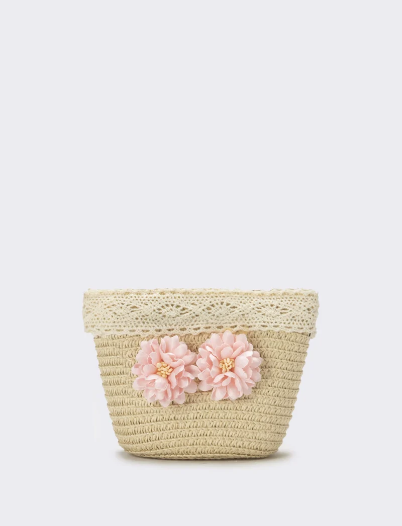 Borsa bambina tracollina con fiori - Rosa