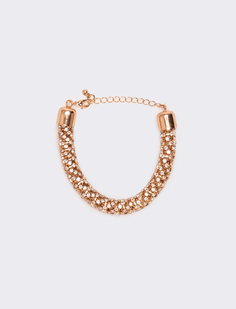 Bracciale tubolare strass - Oro rosa