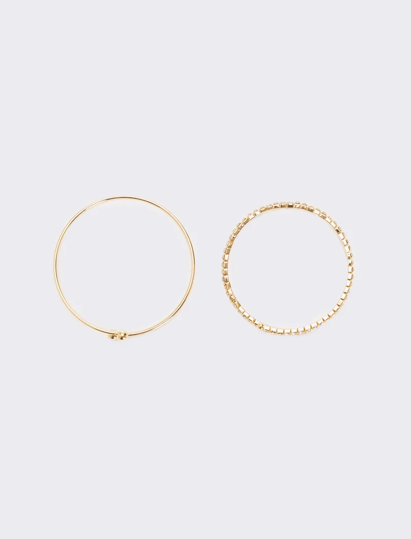 Due bracciali semirigidi con strass - Oro