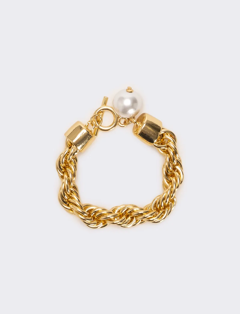 Bracciale torciglione con perla - Oro