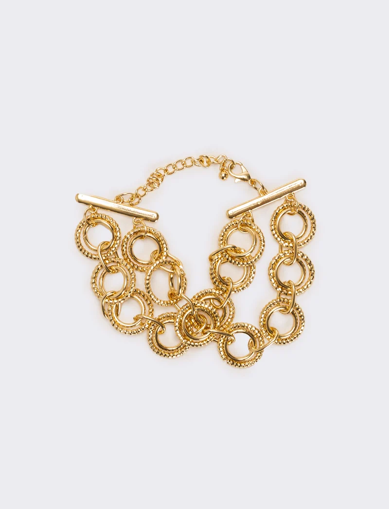 Bracciale doppio filo con cerchi - Oro