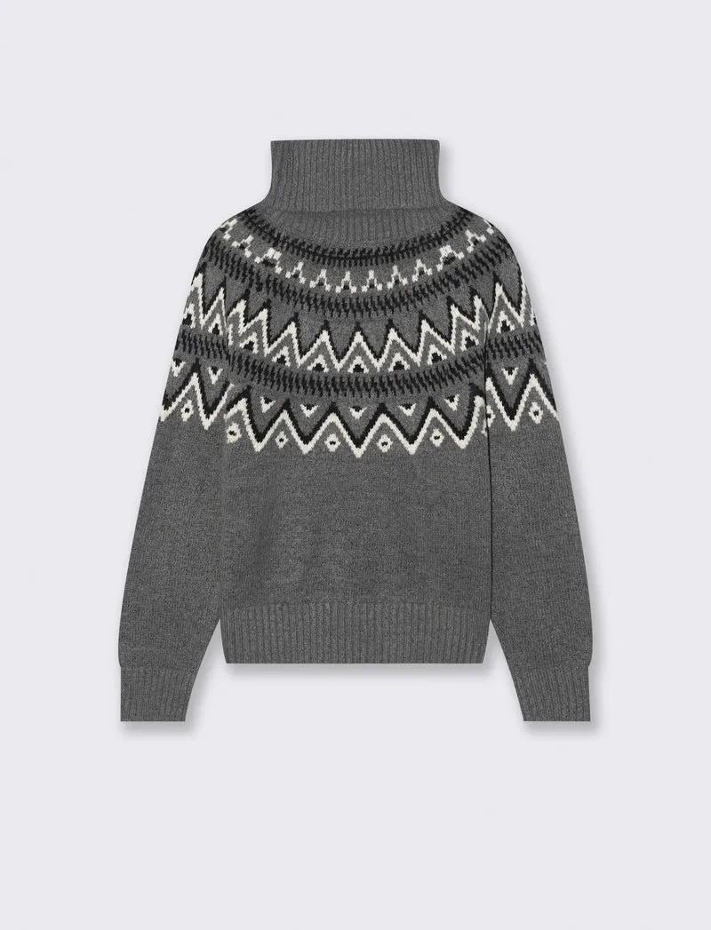 PULLOVER COLLO ALTO - Grigio scuro