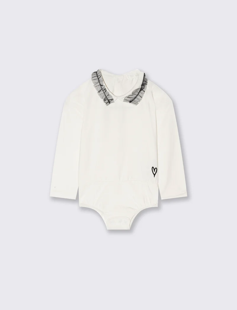Body con rouches al collo - Bianco latte