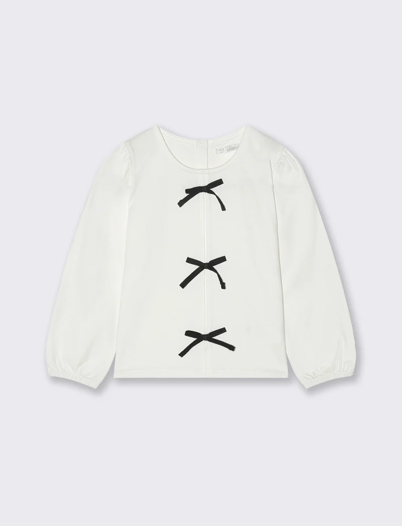 T shirt con fiocchetti - Bianco latte