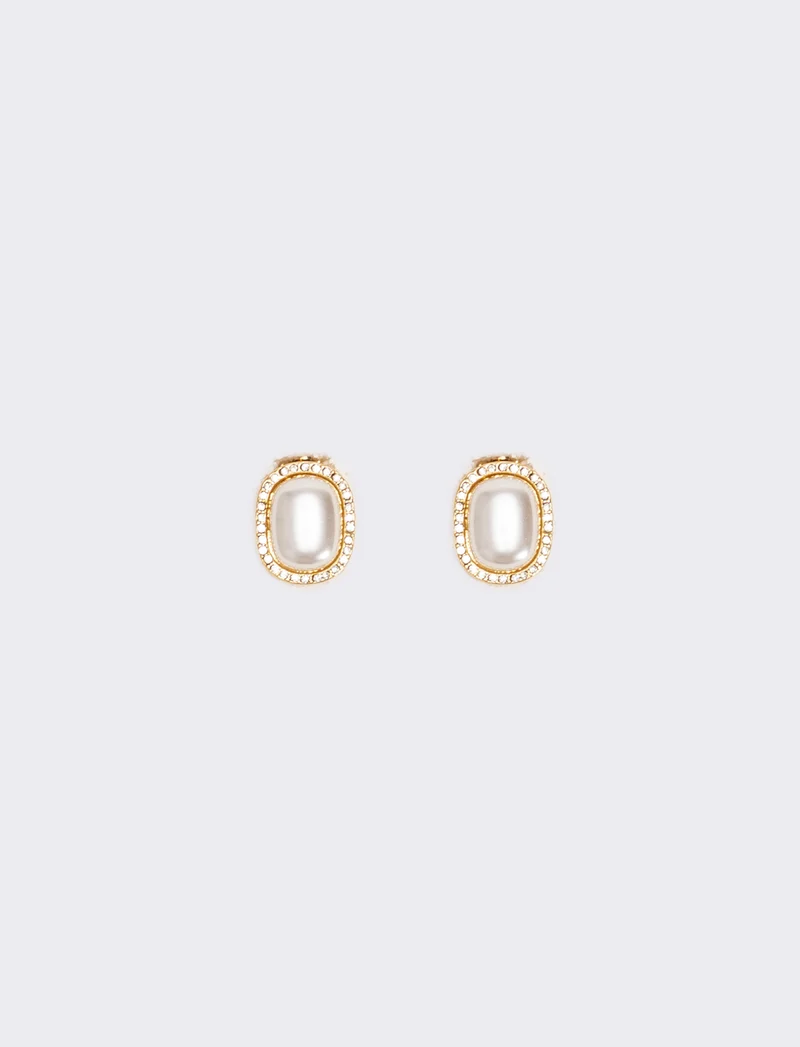 Orecchini a bottone con perla elegante - Oro