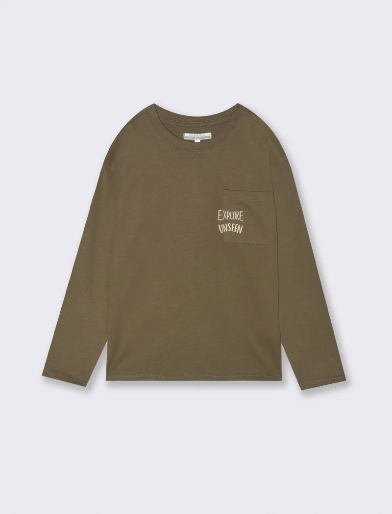 T-shirt con taschino - Verde militare