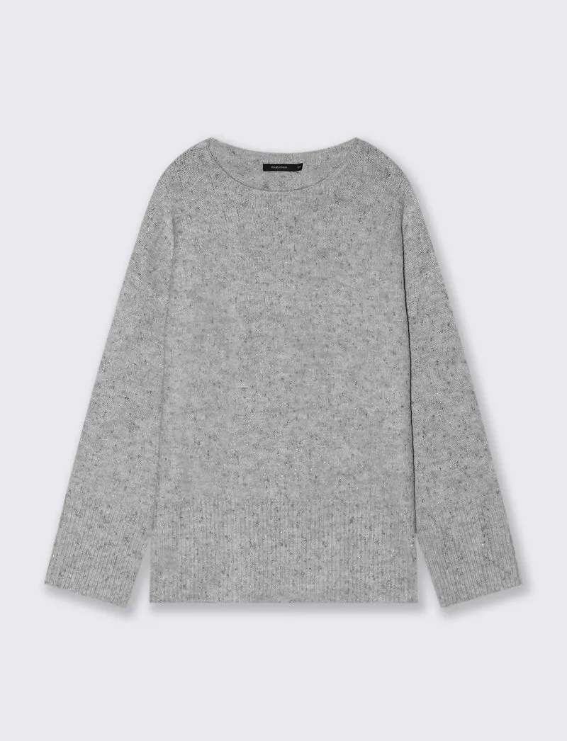 PULLOVER CON TESSUTO CON FIBRA METTALLIZATA - Grigio mel.