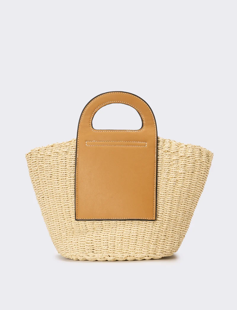 Borsa donna cesto con manici a maniglia - Bianco natural