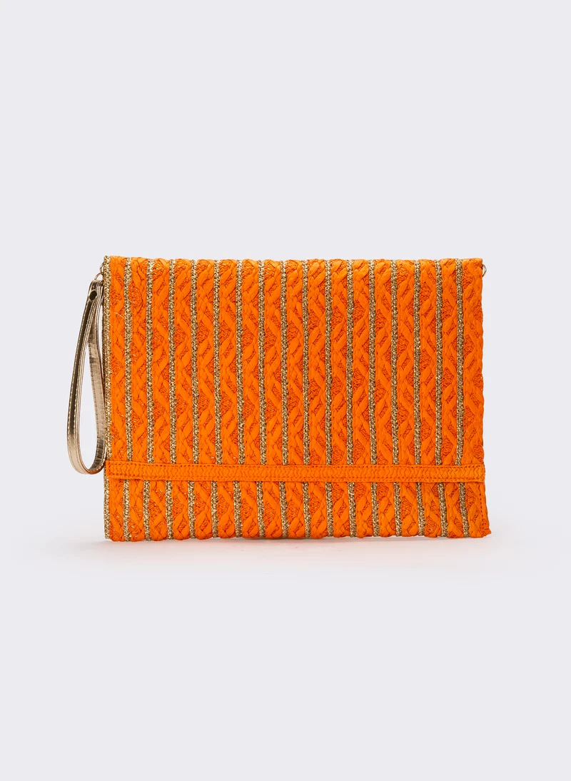 Pochette donna in carta con maniglia e tracolla - Arancio