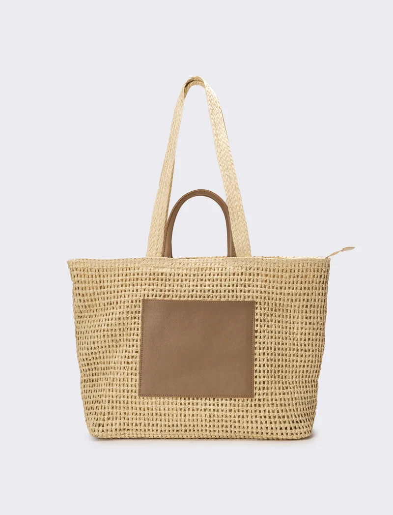 Shopper donna in carta con tasca - Bianco natural