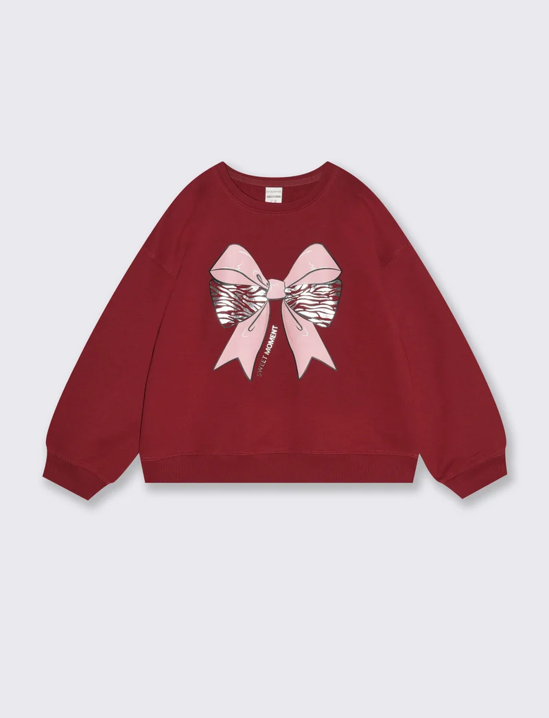 Felpa girocollo in cotone. - Bordeaux