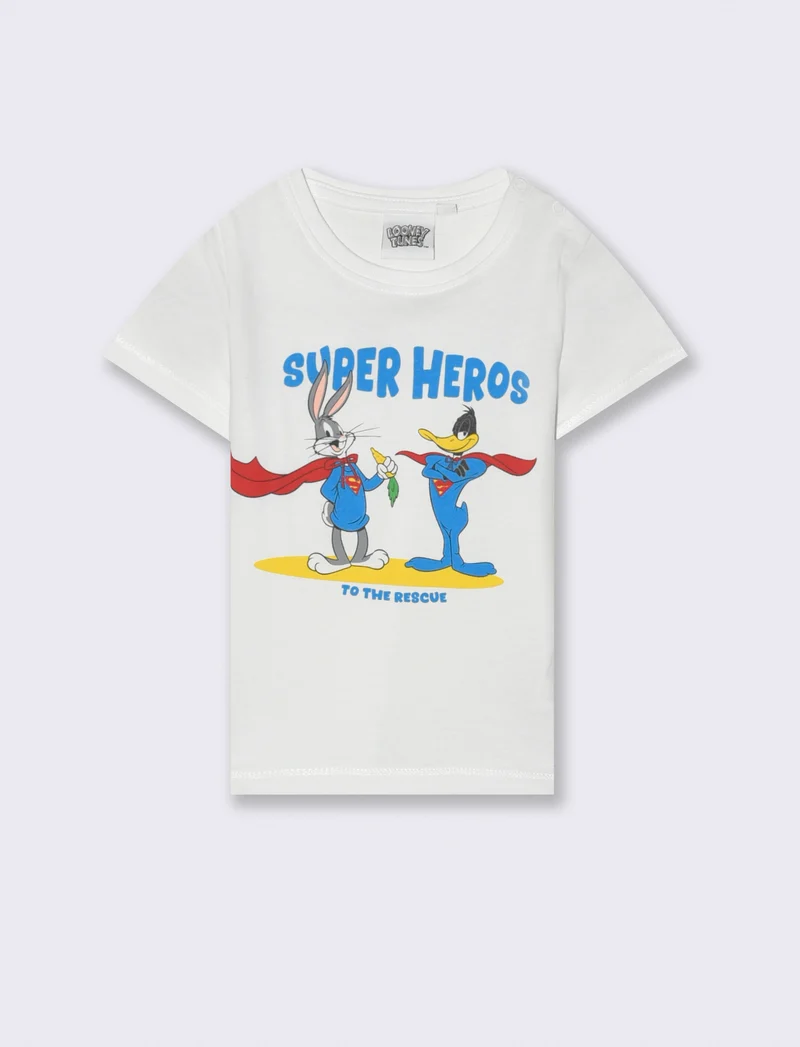 T shirt Looney Tunes super eroi da neonato - Bianco