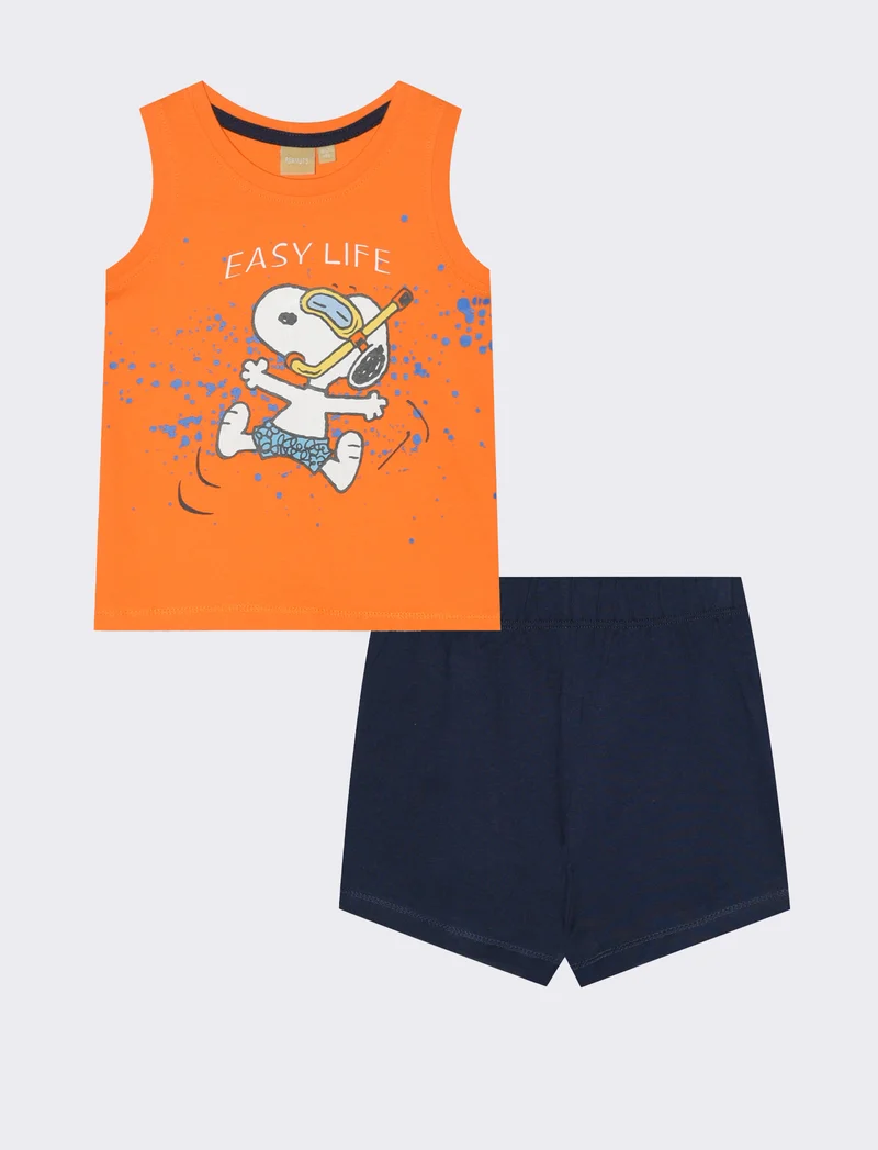 Completo con stampa Snoopy da neonato - Arancio