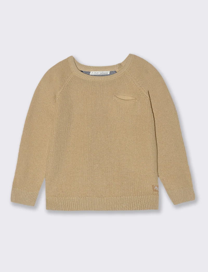 Maglione basico con taschino - Beige