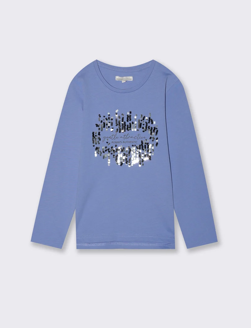 Maglia in cotone manica lunga. - Azzurro