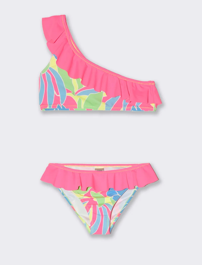 Costume rouches da bambina - Fuxia