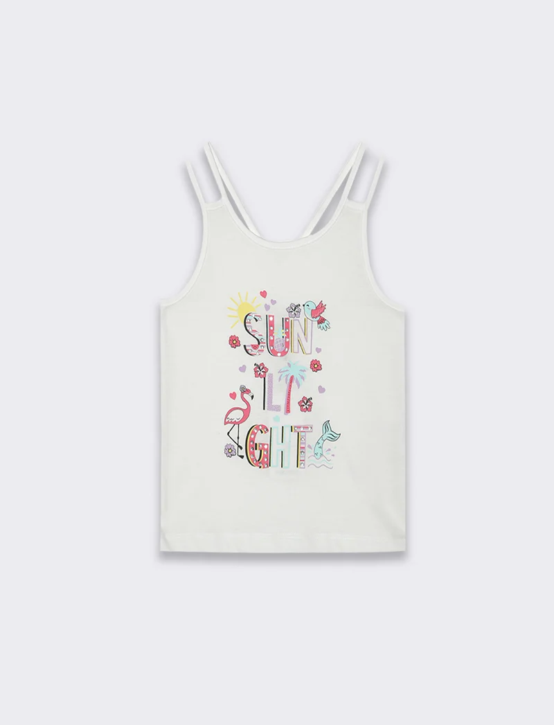 T-shirt stampata con strass da bambina - Bianco